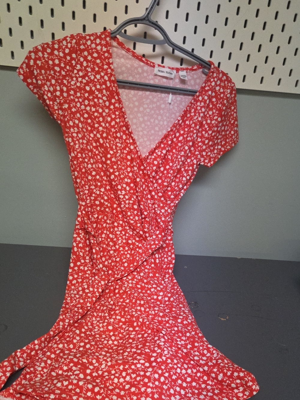 Rebel Sugar Red Floral Wrap Midi Dress